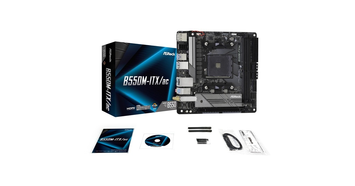 ASRock B550M-ITX/ac, Mainboard schwarz/grau