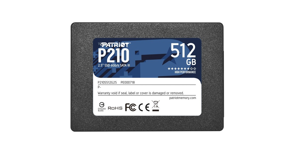 Patriot P210 512 GB, SSD schwarz, SATA 6 Gb/s, 2,5"