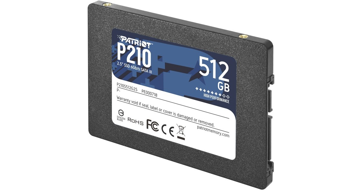 Patriot P210 512 GB, SSD schwarz, SATA 6 Gb/s, 2,5"