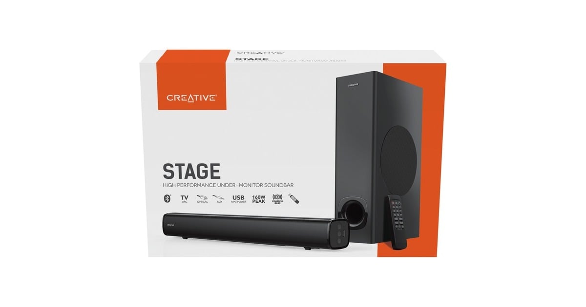 Creative Stage, Soundbar schwarz, HDMI (ARC), Optisch