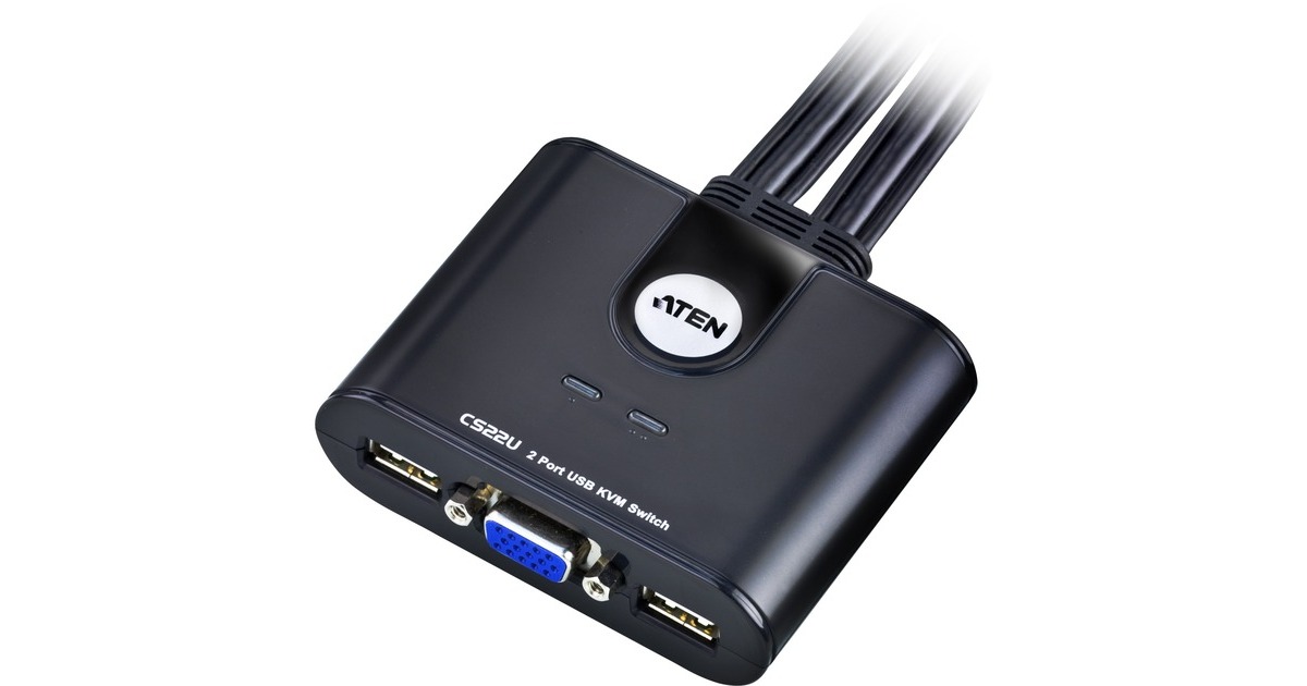 ATEN CS22U, KVM-Switch schwarz