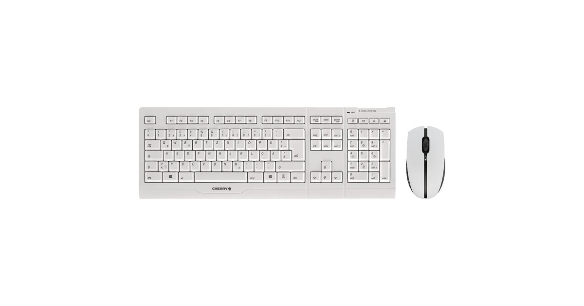 CHERRY DW 3000, draadloze toetsenbord- en muisset, Britse indeling, QWERTY- toetsenbord, werkt op batterijen, GS-goedkeuring, fluisterstille toetsaanslag, zwart