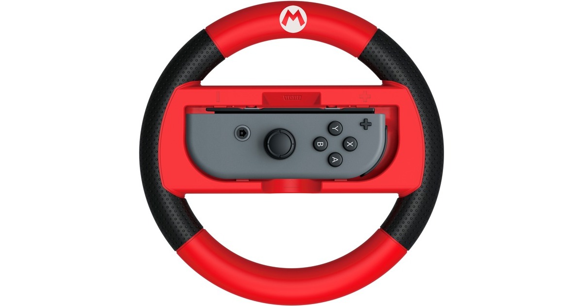 Mario Kart 8 Deluxe Joy Con Lenkrad Paar HORI Mario Kart 8 Deluxe Joy-Con Lenkrad Mario, Halterung rot/schwarz