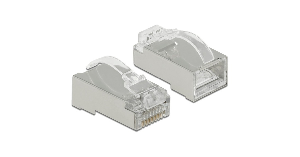 DeLOCK RJ-45 Crimp+Cut+Curve Stecker Cat.6 STP transparent, 20 Stück