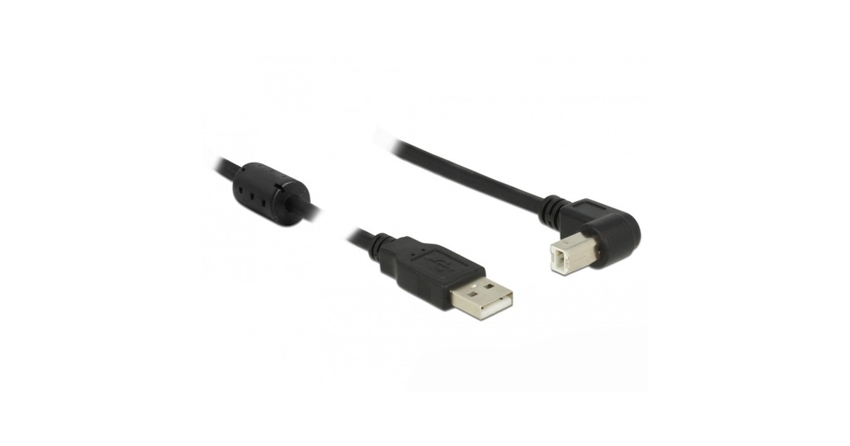 50 Cm USB 2.0 Kabel – A-Stecker Auf Abgewinkelten B-Stecker, Schwarz, High-Speed
