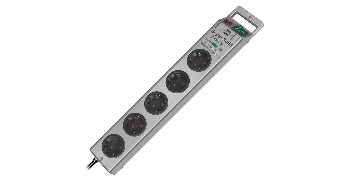 Brennenstuhl Super-Solid Steckdosenleiste 5-fach silber, 2,5 Meter  