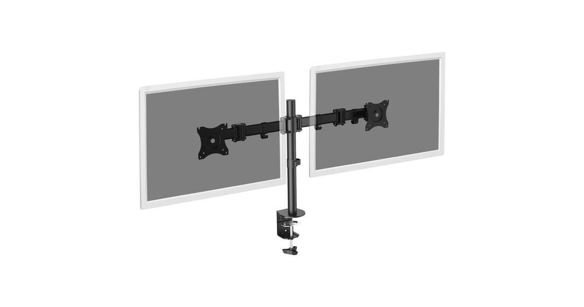 Digitus Universal Dual Monitor Ständer, Monitorhalterung schwarz,  Klemmvorrichtung
