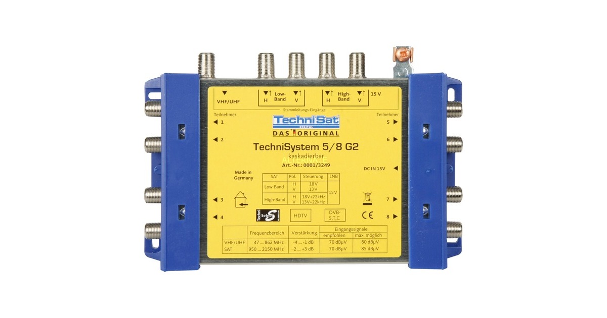 Technisat Techniswitch 5 8 G2 Multischalter Anschließen TechniSat TechniSystem 5/8 G2 DC-NT, Multischalter blau