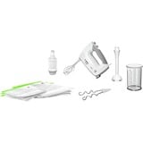 Bosch Handmixer ErgoMixx MFQ364V0 weiß/grau, 450 Watt, mit Mixfuß, Becher und Vakuum-System
