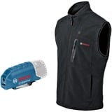 Bosch Professional Heat+Jacket GHV 12+18V Kit Größe 3XL, Arbeitskleidung schwarz, inkl. Ladegerät GAL 12V-20 Professional, 1x Akku GBA 12V 2.0Ah