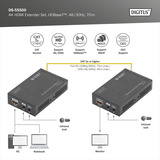 Digitus 4K HDBaseT HDMI Extender Set, HDMI Verlängerung schwarz, 4K/30Hz, 70 m