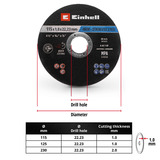 EINHELL Trennscheibe dünn, Ø 115 x 1,0mm, 10 Stück für Winkelschleifer