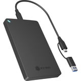 ICY BOX IB-201T-CU31 2.5" SATA HDD/SSD Gehäuse, Laufwerksgehäuse schwarz, mit USB Type-C/Type-A Combokabel