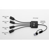 i-tec USB-C/USB-A 4 Port Kabel Hub schwarz, 2x USB-C, 2x USB-A