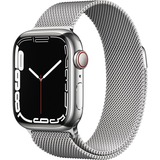 Apple Watch Series 7, Smartwatch silber/silber, 41 mm, Milanaise Armband, Edelstahl-Gehäuse, LTE