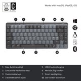 Logitech MX Mechanical Mini, Tastatur hellgrau/dunkelgrau, DE-Layout, taktile Schalter, Logi Bolt, Bluetooth