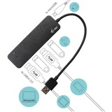 i-tec Metal HUB 4 Port mit On/Off Switches, USB-Hub schwarz