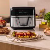 Cecotec Heißluftfritteuse Cecofry Dual 9000 schwarz/edelstahl, 2.850 Watt, Korb 9 Liter (teilbar in zwei 4,5 Liter Körbe)