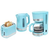 Exquisit Frühstücks Set FS 7101 hellblau/silber, Kaffeemaschine, Wasserkocher und Toaster