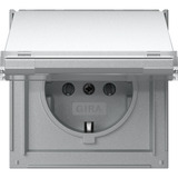 Gira Schutzkontaktsteckdose Typ F mit Klappdeckel und Beschriftungsfeld aluminium, Retail