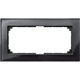 Merten Rahmen Glas zweifach ohne Mittelsteg schwarz (glänzend), Retail