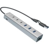 i-tec USB-C/USB-A Charging Metal HUB 7 port, USB-Hub silber