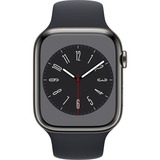 Apple Watch Series 8, Smartwatch graphit, 45 mm, Sportarmband, Edelstahl-Gehäuse, LTE