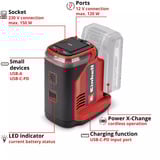 EINHELL Akku-Energiestation TE-ES 18/150/1 Li-C-Solo, Ladestation schwarz/rot