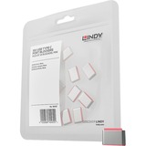 Lindy USB Typ C Port Schloss 10 Stück, Sicherheit rot, Schlüssel separat erhältlich