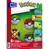 Mattel MEGA Pokémon Pflanze-Typ Trainerteam Bauspielzeug-Set mit 4 Actionfiguren, Konstruktionsspielzeug 118 Teile
