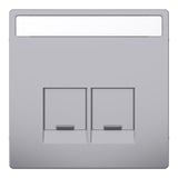 Merten Zentralplatte zwei fach mit Schriftfeld und integrierten Verschlussschiebern, Abdeckung edelstahl, Retail