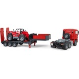 bruder 02774 MAN TGA Tieflader mit Manitou Teleskoplader MLT 633, Modellfahrzeug 
