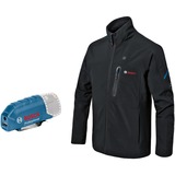 Bosch Heat+Jacket GHJ 12+18V Kit Größe 3XL, Arbeitskleidung schwarz, inkl. Ladeadapter GAA 12V-21, 1x 12-Volt-Akku