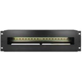 DeLOCK 19" Schutzschalterleiste mit Abdeckung und Hutschiene, Halterung schwarz, 3 HE, inkl. 2x Kabelzugentlastungschiene