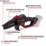 EINHELL Professional Akku-Astkettensäge GP-PS 18/20 Li BL-Solo, 18Volt, Astsäge rot/schwarz, ohne Akku und Ladegerät