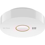 Gira Rauchwarnmelder Basic Q Label mit integrierter Funktionstaste und Störanzeige, Rauchmelder weiß, Retail