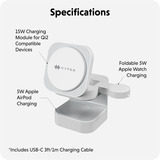 Hyper Hyperjuice Qi2 3-in-1 Magnetische Ladestation weiß