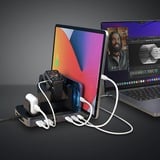 Lindy 160W 6 Port USB-Ladestation, 3x USB-A + 3x USB-C schwarz/grau, PD 3.0, QC 3.0/4.0, Samsung AFC, gleichzeitiges Laden von 6 Tablets / Smartphones