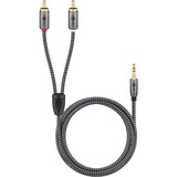 goobay Plus Audio Adapterkabel AUX 3,5mm Klinke > Stereo-Cinch Stecker schwarz/silber, 0,5 Meter