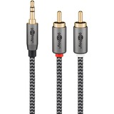 goobay Plus Audio Adapterkabel AUX 3,5mm Klinke > Stereo-Cinch Stecker schwarz/silber, 0,5 Meter