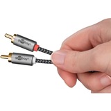 goobay Plus Audio Adapterkabel AUX 3,5mm Klinke > Stereo-Cinch Stecker schwarz/silber, 0,5 Meter