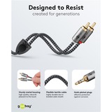 goobay Plus Audio Adapterkabel AUX 3,5mm Klinke > Stereo-Cinch Stecker schwarz/silber, 0,5 Meter