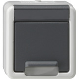 Gira Schutzkontaktsteckdose Typ F mit Klappdeckel und erhöhtem Berührungsschutz grau, Retail