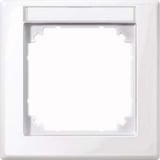 Merten Rahmen einfach mit Beschriftungsträger Typ 470125, glänzend, antibakteriell, Thermoplast weiß (glänzend), Retail