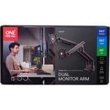 ONE FOR ALL Universal-Doppelmonitorarm DM 7210, Monitorhalterung schwarz, für 33 - 89cm (13" - 35") Monitore