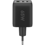 goobay USB-C PD Multiport-Schnellladegerät Nano 65 Watt schwarz, 1x USB-A, 2x USB-C PD, GaN-Technologie