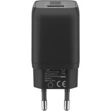 goobay USB-C Schnellladegerät Nano, PD, GaN, 65 Watt schwarz, 1x USB-A, 2x USB-C PD, Charge 3.0