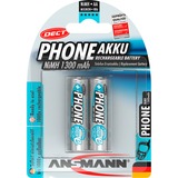 Ansmann 1300mAh DECT, Akku silber, 2x AA (Mignon)