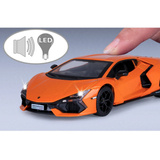 Jamara Lamborghini Revuelto Diecast, Modellfahrzeug orange, Maßstab 1:32, inkl. Knopfzellen, Rückzugmotor