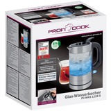 ProfiCook Glas-Wasserkochher PC-WKS 1228 G, Wasserkocher edelstahl/schwarz, 0,5 Liter